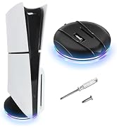 JDGPOKOO Vertical Stand with Lights for PS5 Slim Console, Base Stand Accessories Compatible with ...