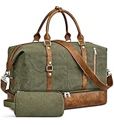 S-ZONE Weekender Bag for Men Canvas Duffle Large Weekend Overnight Travel Carry On Tote Bag with ...