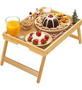 Bamboo Bed Tray Table with Foldable Legs, Breakfast Tray for Sofa, Bed, Eating, Working, Used As ...