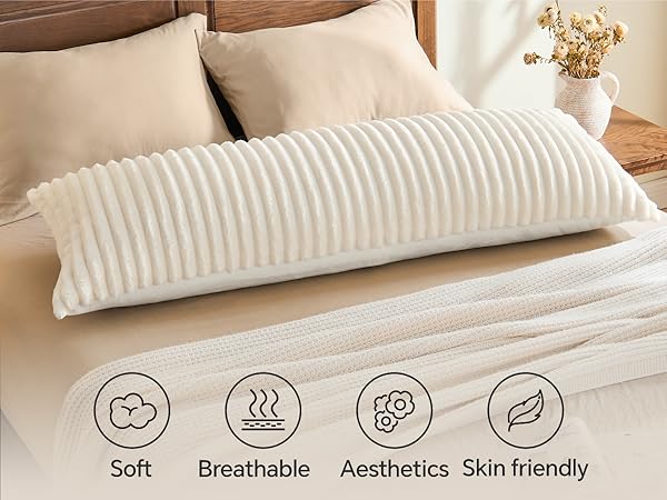 Fluffy Striped Body Pillow Cover