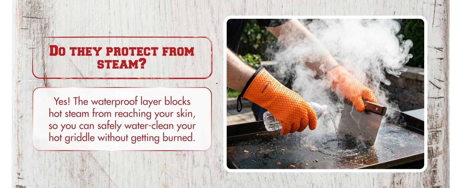 KITCHEN PERFECTION Silicone Oven &amp;amp; Griddle Gloves -Extreme Heat Resistant BBQ
