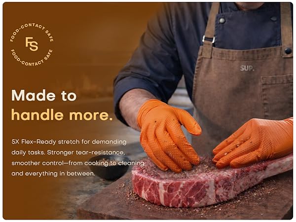 5X Flex-ReadY stretch for daily tasks tear-resistance smoother control cooking to cleaning 