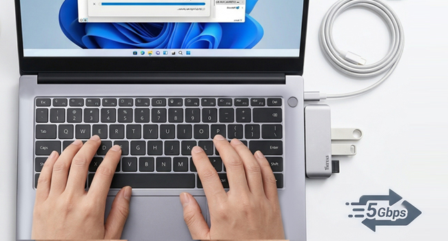 This is a USB 3.0 hub multi-port adapter with a compact design that can be carried around.