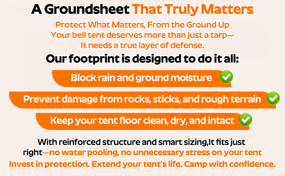 Bell Tent Footprint, 3/4/5/6m Waterproof Round Tarp Ground Sheet for Tent Floor Protector Camping