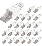VCELINK Tool-Free RJ45 Connector, CAT6A Field Termination Plug, Gold Plated Modular Plug, UTP CAT...