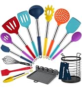 HOTEC Heat Resistant Silicone Kitchen Utensils, Cooking Utensil Set, Spatula Set, BPA Free, Kitch...
