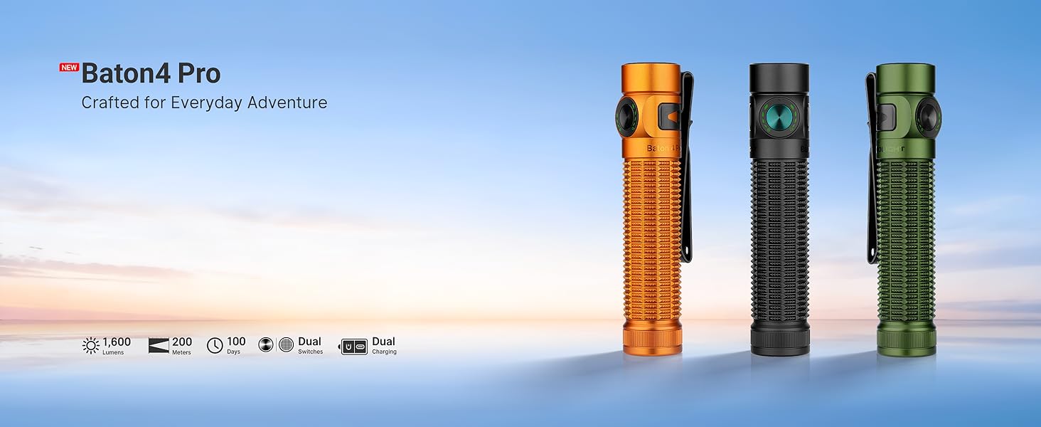 the new olight baton4 pro edc falshlight rechargeable