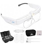 Magnifying Glass with Light Hands Free, 3 Light Modes, Rechargeable Headset Magnifier with 4 Deta...
