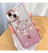 ZIYE Magnetic Case Designed for iPhone 15 Plus Glitter Case Luxury Plating Love Heart Compatible ...