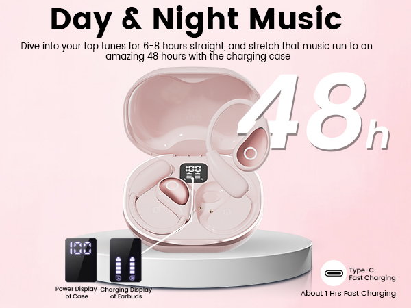 Bluetooth Headphones with Clear Calls,50H Playtime,Waterproof Over Ear Buds