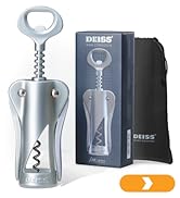 Deiss LUX Wine Opener, All-Metal Wing Corkscrew Wine Bottle Opener with Built-in Beer Bottle Opener