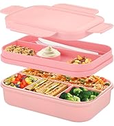 Bento Box Lunch Boxes,68oz Bento Lunch Box for Adults Kids,Stackable Japanese Lunchbox with 8 Com...
