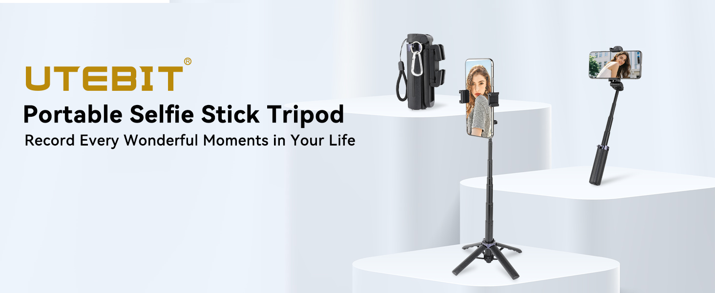 UTEBIT 18" Selfie Stick with Wireless Remote