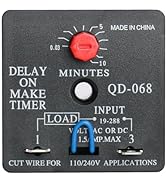 BAOMAIN Delay ON Make Timer QD-068 10 Minutes Adjustable 110/240 VAC time delay switch Replacemen...