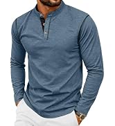 PEGENO Casual Henley Shirts for Men - Regular Fit Stylish Classic Cotton Long Sleeve Mens Shirts