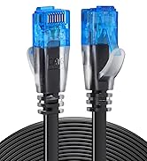 Ercielook Cat 6 Ethernet Cable 100 ft High Speed, Black Flat Internet Network Cable with Rj45 Con...