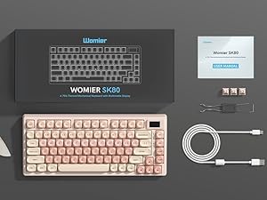 Pink Mechanical Gaming Keyboard 75% with Color Multimedia Display Jelly Keyboard Wired
