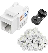 iwillink 10Gbps Cat6 Keystone Jack and Punch-Down Stand, 50-Pack, RJ45 Ethernet Keystone Jacks, 9...