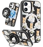 Lotadilo Case for iPhone 16 Case with Magsafe Ring Holder - for Women Cat Coffee Design TPU Phone...