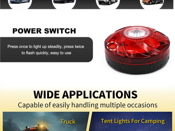 Emergency Flare Alert LED Flare Beacon Auto Roadside Safety Warning Signal Caution Light