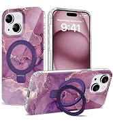 ETPESOK for iPhone 15 Plus Case Marble Pattern with Magnetic Ring Holder [Compatible with MagSafe...