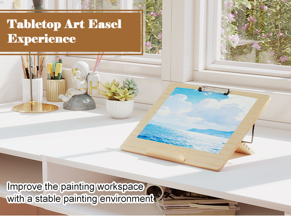 Tabletop easel, desktop drawing board