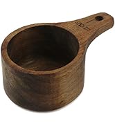Faotup 1pc Wooden Measuring Cup, 1/2 Cup Natural Wood, Dry &amp; Liquid Ingredients, Home Kitchen