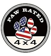 Gowxs American Flag Paw Badge Rated 4x4 Metal Car Emblem, Black, 2.36 x 2.36 Inches, Compatible w...