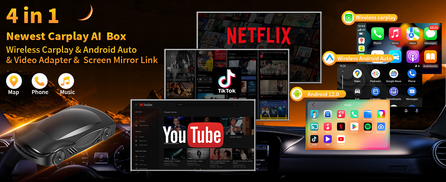 4-in-1 Wireless CarPlay &amp;amp;amp; Android Auto Adapter