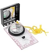 PUSOKEI Map Compass, Multifunctional Compass, Map Compass Survival with Mapping Ruler and Mirror ...