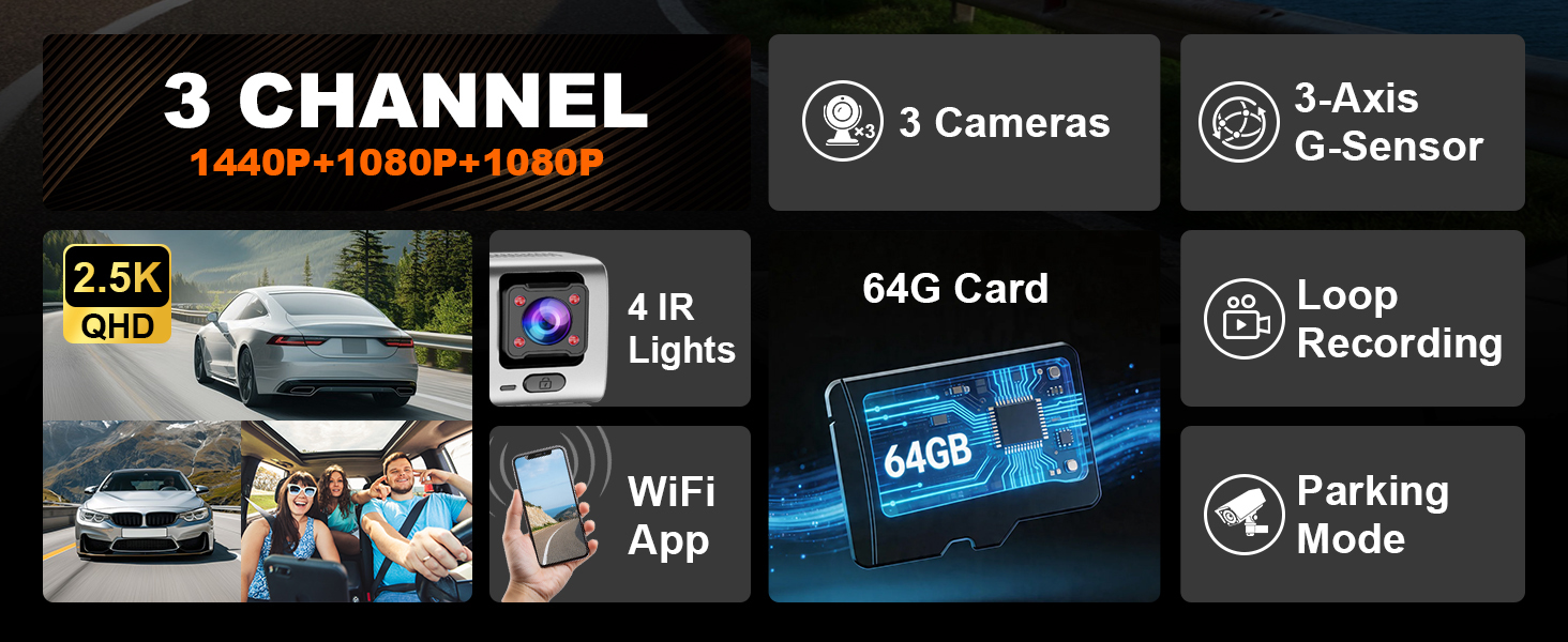 dash cam 3 channel