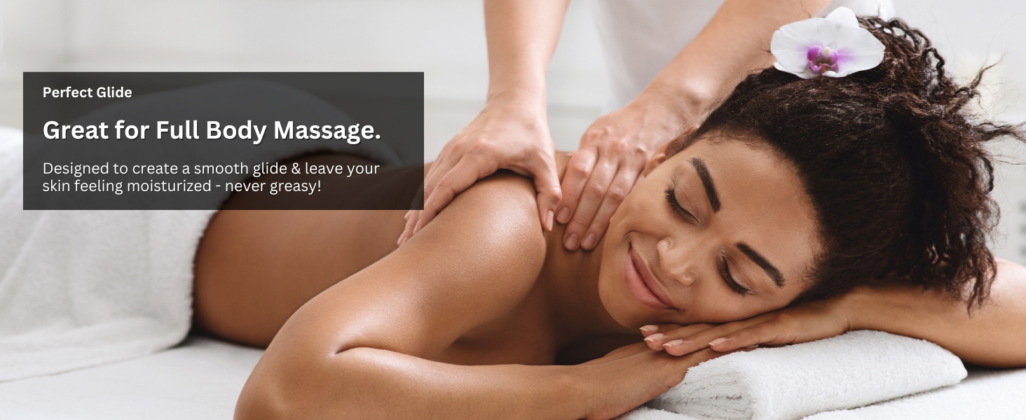 Perfect glide, passion massage oil is great for full body massage.