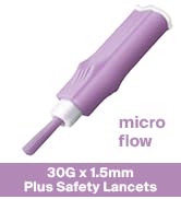 MediVena ONE-CARE Plus Safety Lancets, Contact-Activated, Comfort Micro Needle 30G x 1.5mm, 100/b...