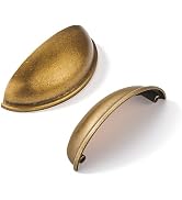 khtumeware 10 Pack 3" Antique Brass Drawer Pulls Cabinet Cup Pulls Vintage Kitchen Hardware Cabin...
