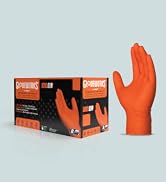 GWON GLOVEWORKS Orange Nitrile Industrial Gloves with Raised Diamond Texture
