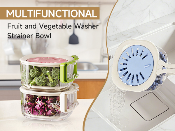 fruit washing bowl with strainer