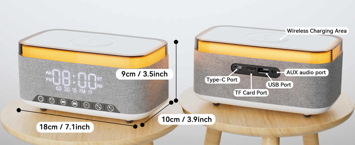 Wireless Charging Alarm Clock Speaker