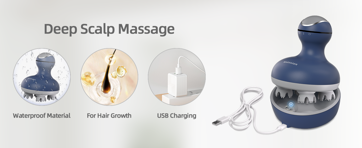 head massager, scale massager, hair massager, Electric Scalp Massager Waterproof