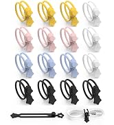 16 Pack Silicone Cable Ties, Reusable Star Design Cord Organizer Straps With 2 Binding Methos, Du...