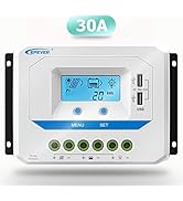 EPEVER Solar Charge Controller 30A 12V/24V Auto Work, Solar Panel Solar Charge Controller PWM Reg...