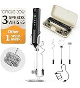 CIRCLE JOY Rechargeable Handheld Milk Frother Wand with Stand, 3 Variable Speeds, 3 Whisks and St...