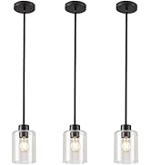 KLSS Black Pendant Lights Kitchen Island - Seeded Glass Pendant Light Fixture Multiple Stems Rods...