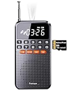 Paeiope Portable AM FM Radio with Music Speaker and TF Card Socket, Rechargeable Pocket Radio wit...