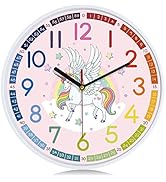 Lafocuse Modern Silent 12 Inch Colorful Unicorn Wall Clock for Kids Bedrooms, Classroom, Playroom...
