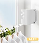 VIKAQI Retractable Clothesline Indoor Outdoor Clothes Line, Wall Mounted Drying Rack, 14 Feet PVC...