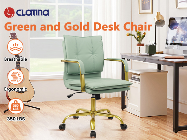 Green and Gold Desk Chair