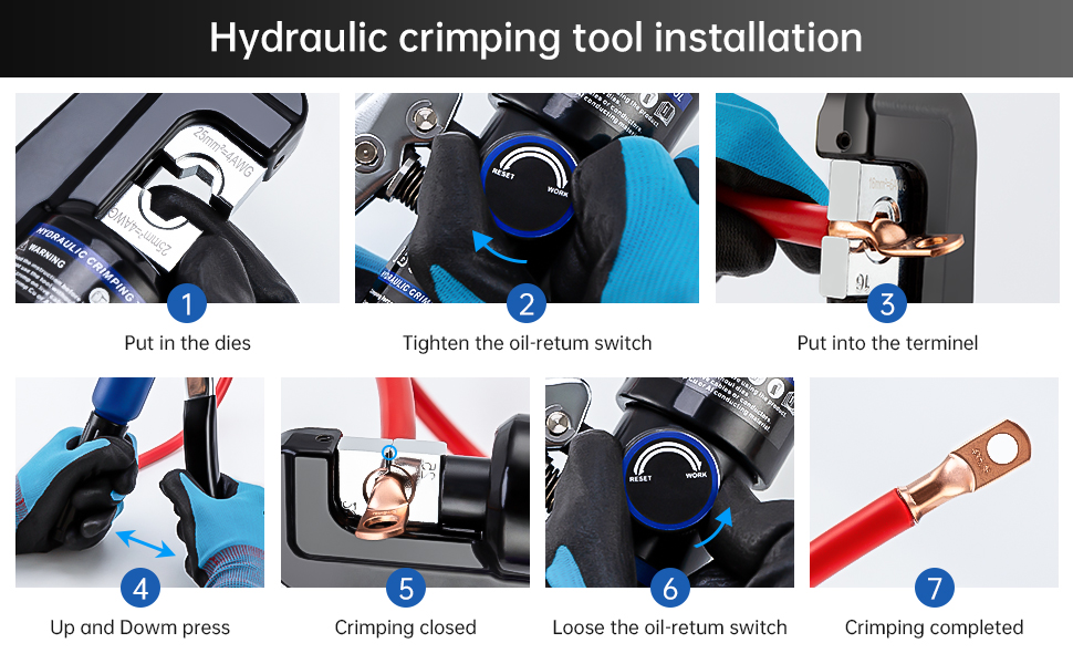 Hydraulic Crimping Hydraulic Cable Lug Crimper with Cable Cutter 12 AWG to 00 (2/0)