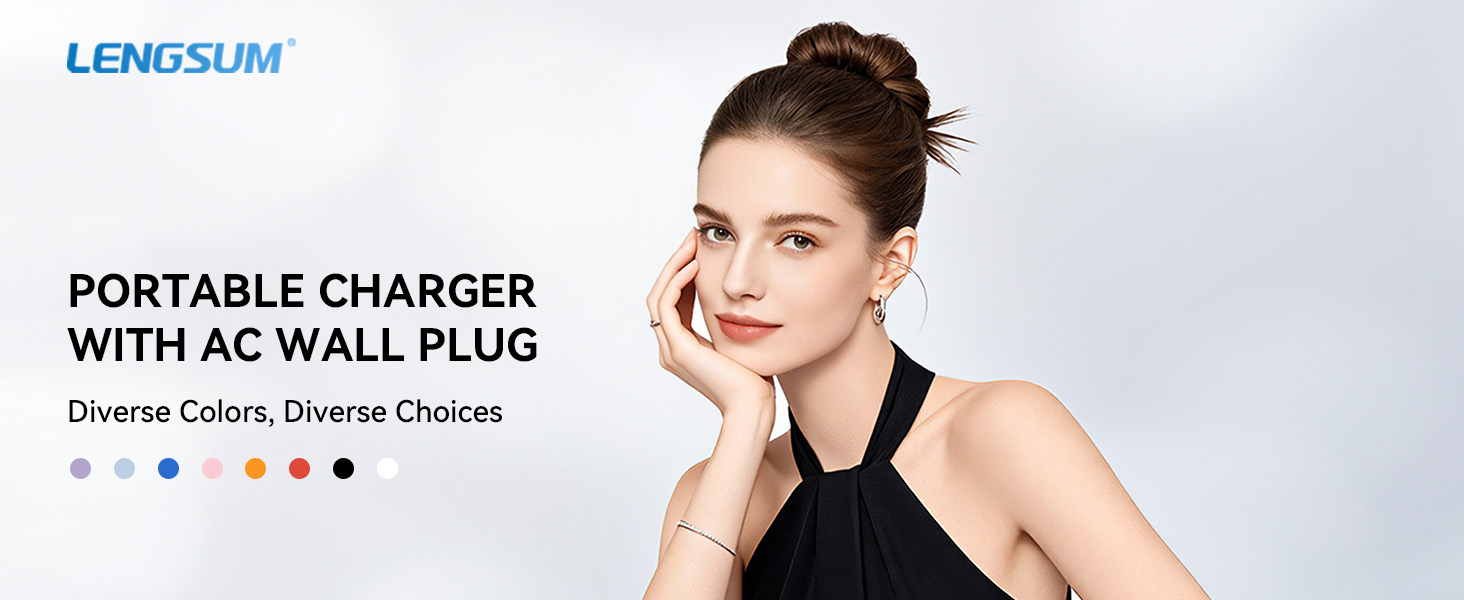 Fashion design portable charger, sleek look for business or travel.