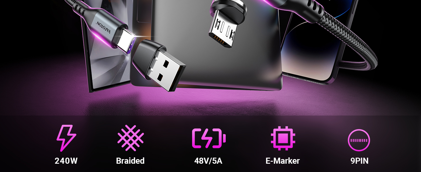 240W USB C Fast Charger Cable