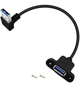YINGAYOU Panel Mount USB A 3.0 Extension 90 Degrees USB Panel Mount Cable 5Gbps Data Transmit and...